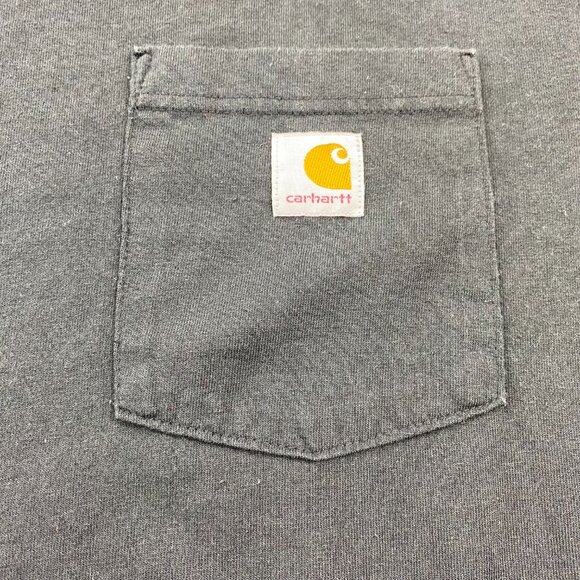 Carhartt T-Shirt Men Large L Black Chest Pocket Logo Outdoor Streetwear Workwear - Picture 2 of 7